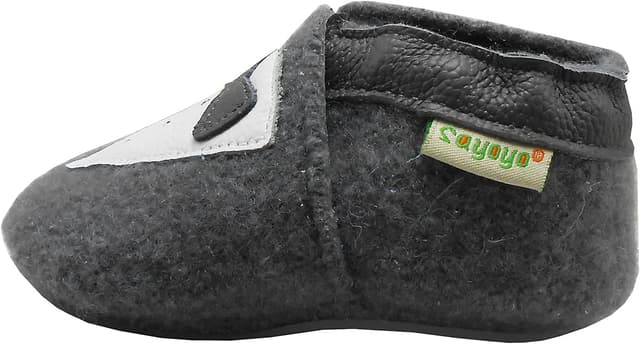 Detalle de SAYOYO Lauflernschuhe aus reiner Schurwolle für Jungen & Mädchen – mit rutschfester Gummisohle