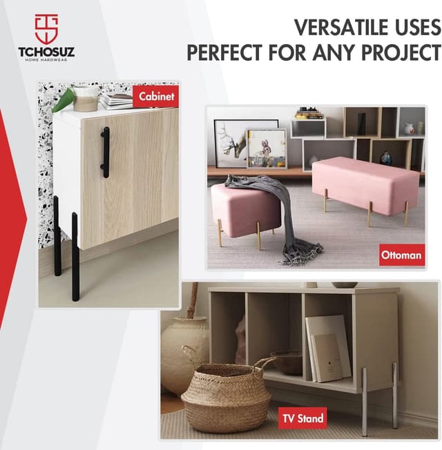 Detalle de TCHOSUZ 17cm metal furniture legs, pack of 4