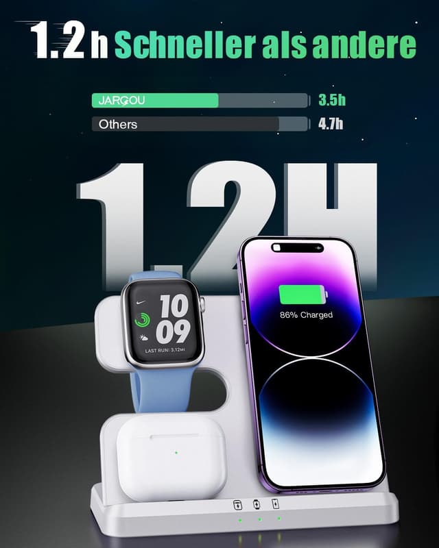 Detalle de JARGOU 3-in-1 Ladestation, 18W Wireless Charging