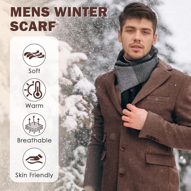 Thumbnail 1 de American Trends Mens Winter Warm Long Soft Scarf 1 🧣
