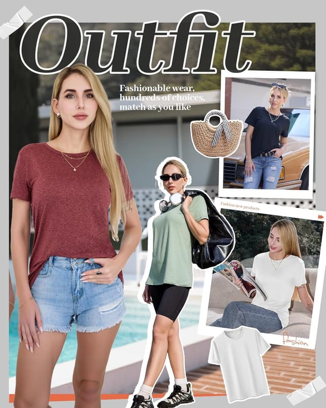 Detalle de GAYHAY 3-Pack Women’s Short-Sleeve T-Shirts (Crew Neck) — Soft Basic Tees for Everyday Wear