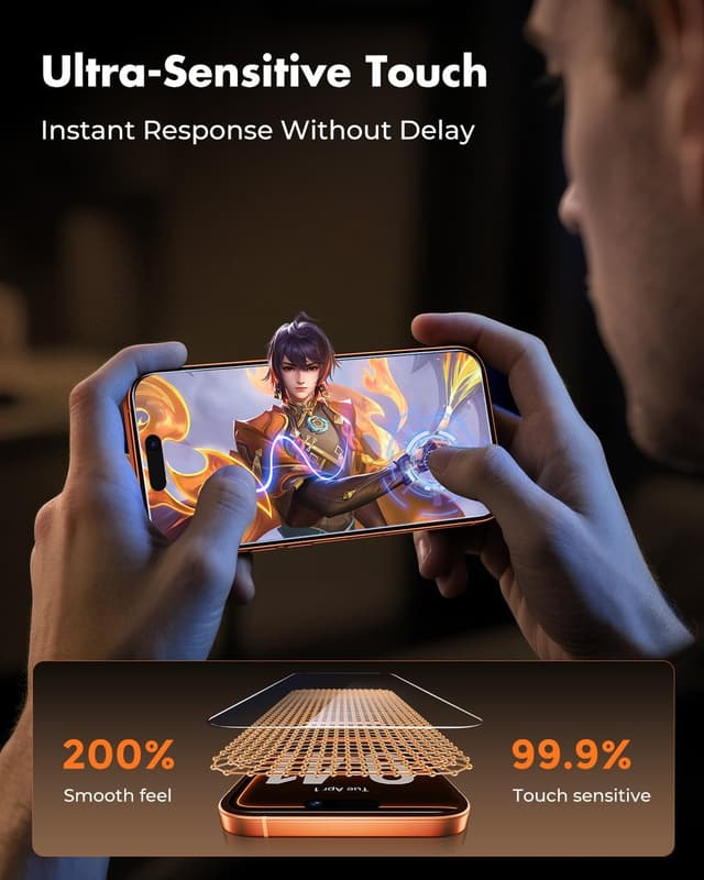 Detalle de UNBREAKcable confezione da 3 pellicole in vetro temperato per iPhone 17 Pro Max (durezza 9H, trasparenza HD)