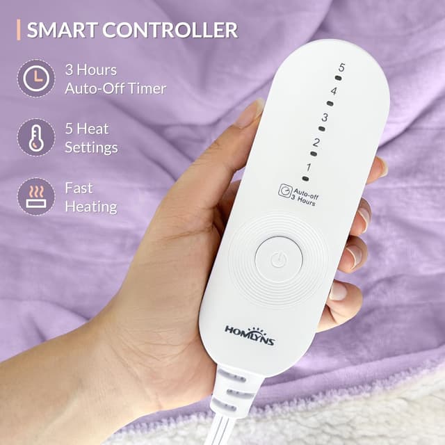 Detalle 2 de HOMLYNS LuxeHeat Heated Blanket 50x60 inches