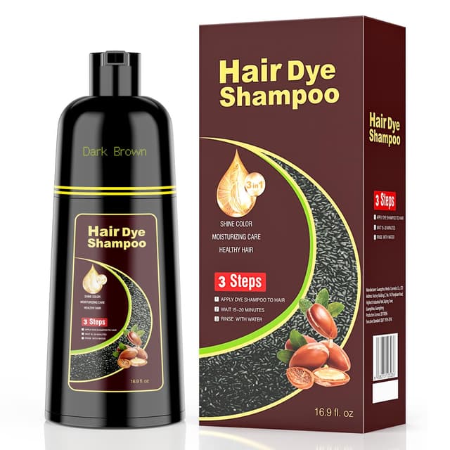 Detalle de KAISASA Dark Brown Hair Dye Shampoo 3-in-1 (16.9 fl. oz) for Covering Gray Hair