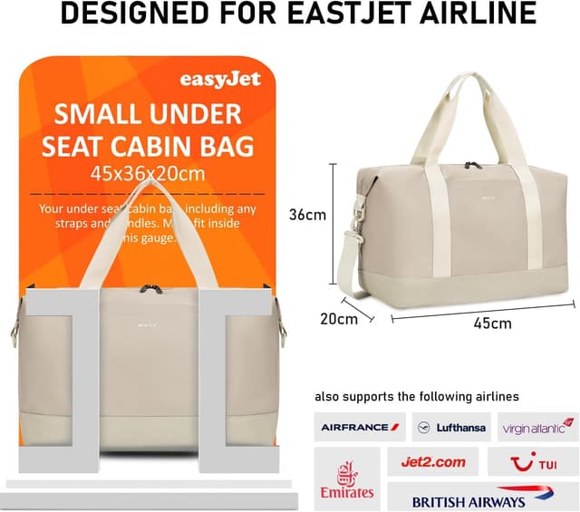Detalle 2 de ECOHUB Easyjet 30L Cabin Bag (45x36x20cm) with Removable Wet Pocket and Underseat Fit