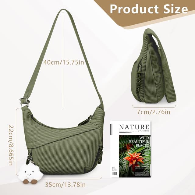 Thumbnail 2 de Aucuu Sac à Bandoulière Grand Velours Côtelé