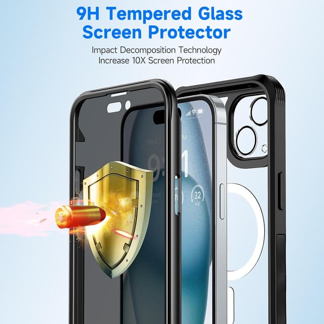 Thumbnail 3 de seacosmo Magnetic for iPhone 15 (6.1 inch) Case with Privacy Glass Screen Protector & MagSafe