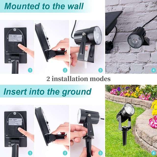 Detalle de T-SUNUS Gartenstrahler Solar RGB – Solarlampen für außen mit RGB Farbwechsel, IP65 und 6 Farben