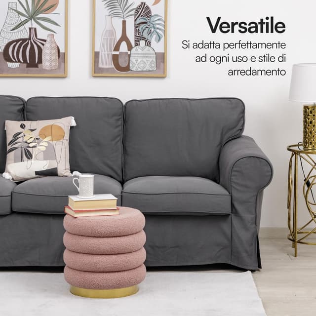 Detalle 2 de Pouf poggiapiedi Baroni Home rosa 41x38x38 cm