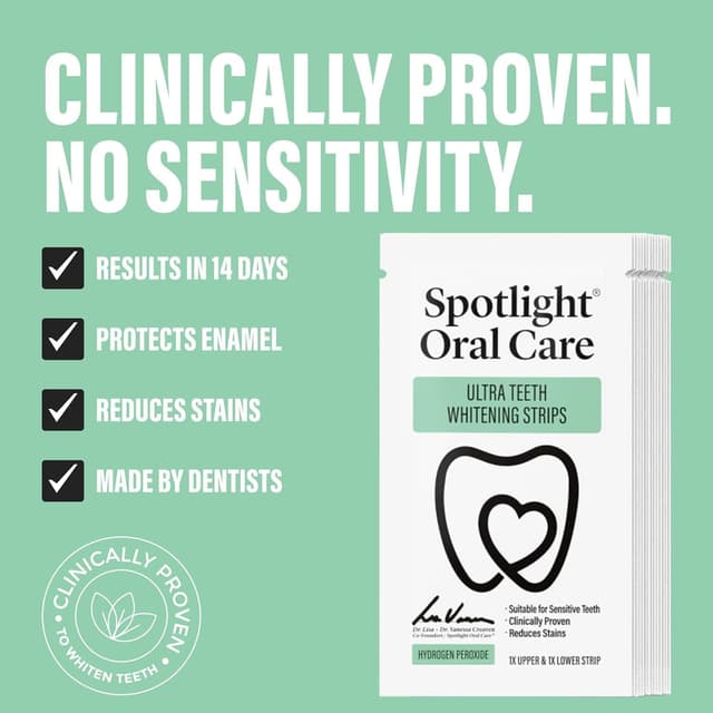 Detalle de Spotlight Oral Care Teeth Whitening Strips (28 strips + toothpaste) – 14-day hydrogen peroxide kit for sensitive teeth