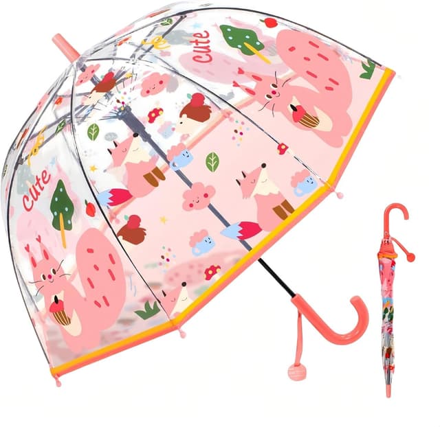 Detalle de Generisch Kinder-Regenschirm mit Kuppeldach (transparent) – leichter Stockschirm für Kinder