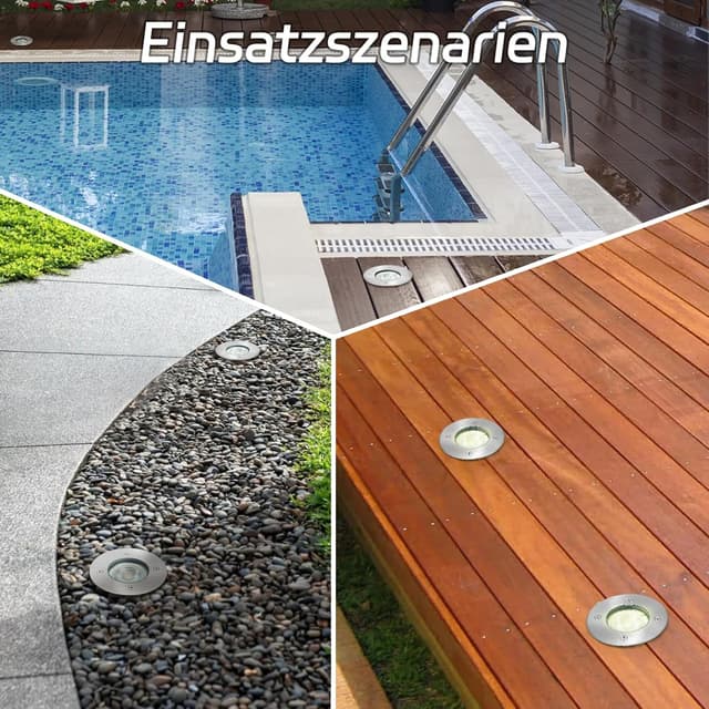 Thumbnail 5 de JNR 3 Stück 12V Edelstahl Bodenstrahler Außen 3×4W