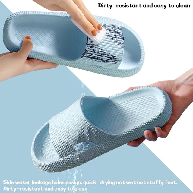 Detalle de QJJQ Badeschuhe „Cozislides“ – superweiche Badeschlappen mit Wolken-Design, blau (EU 40/41)