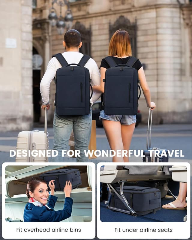 Detalle de LOVEVOOK Handgepäck Rucksack 40x30x20 cm – 14‑Zoll Laptopfach & Ryanair-kompatible Maße (dunkelblau)