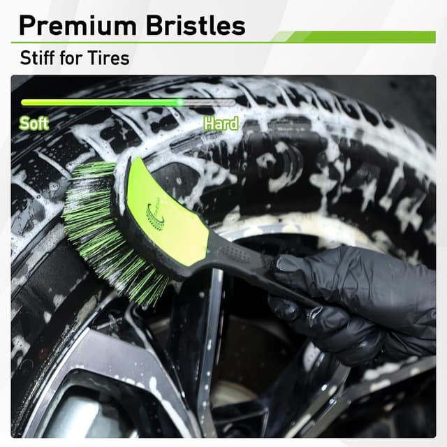 Detalle 2 de MVEQRRN Non-Scratch 2-Pack Car Wheel & Tire Cleaning Brush Kit (Soft & Stiff Bristles)