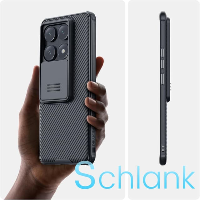 Detalle de Nillkin CamShield Pro Hülle für Xiaomi 14T mit Kamera-Schutz und Slide-Cover (TPU+CP) – schwarz