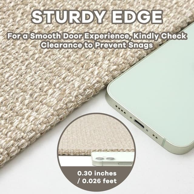 Detalle de EARTHALL Small Area Rug 2x3 Ft Washable Entryway Mat with Rubber Backing (Khaki/Beige)