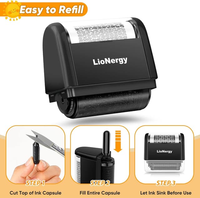 Detalle de Identitätsschutz-Rollstempel LioNergy 1,5-Zoll-Roller Identitätsdiebstahl-Prävention Sicherheitsstempel mit 3 Nachfüllpackungen – Schwarz
Identitätsschutz-Rollstempel LioNergy 1,5-…