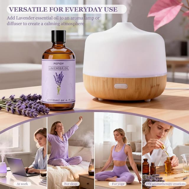 Thumbnail 6 de PEFIDY olio essenziale di lavanda 100% naturale per diffusori, 118 ml