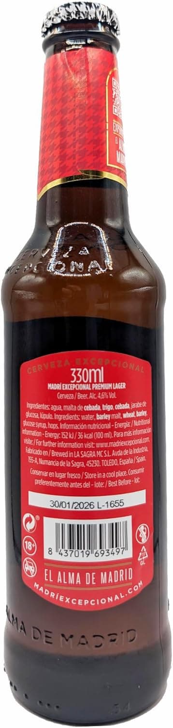 Detalle 2 de Madrí Excepcional Lager 🍺 Caja 24x330ml (7.920ml)