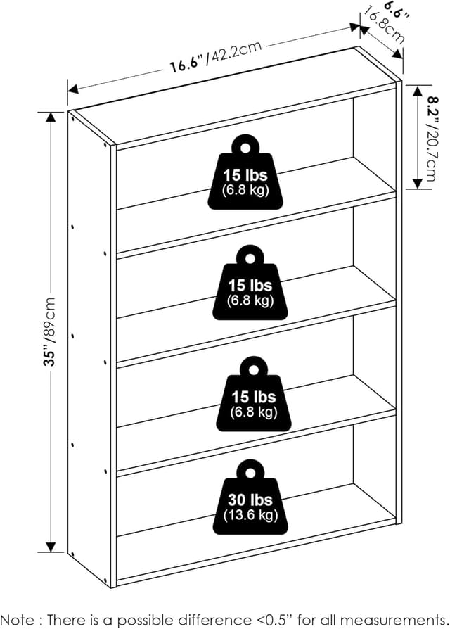 Detalle de Furinno Basic libreria 4 ripiani 6 x 24 x 35