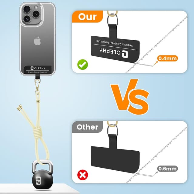 Detalle 2 de Cordino universale OLEPHY per telefono con catena da collo e cinturino regolabile Beige