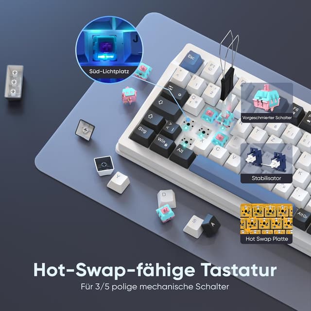 Thumbnail 6 de RedThunder K95 kabellose Gaming Tastatur mit 96 Tasten