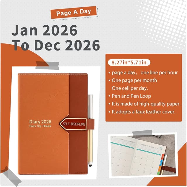 Thumbnail 5 de Mljtoyo Agenda giornaliera 2026 A5 352 pagine