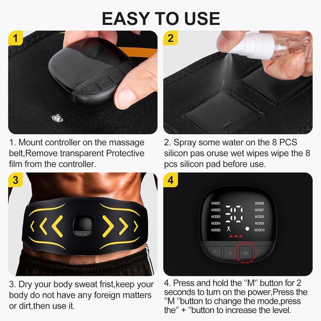 Detalle de Unegnel Elettrostimolatore Muscolare EMS per addominali (10 modalità, 30 intensità) ricaricabile USB-C