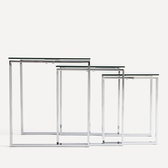 Detalle 2 de El Corte Inglés Set Catalina — 3 mesas acero y cristal