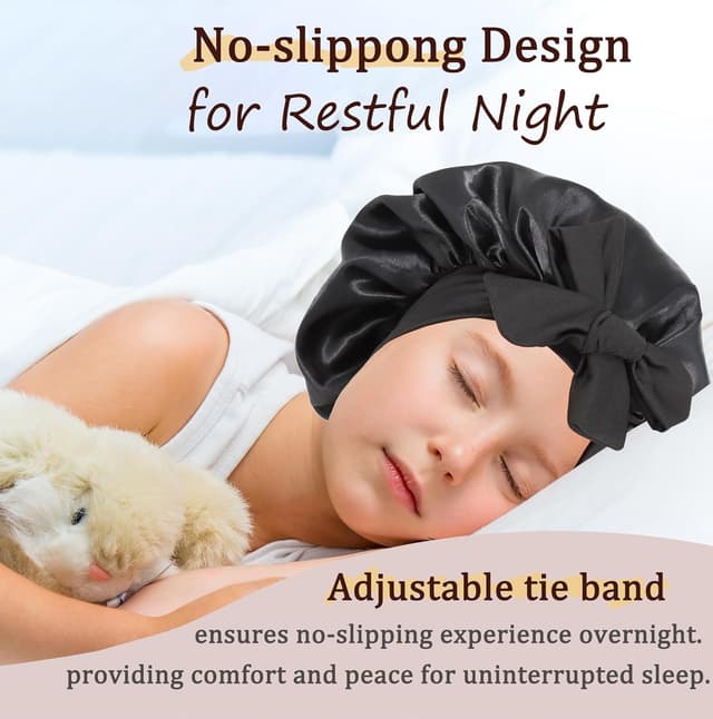 Detalle de EBONNT Kindermütze aus Satin – doppellagige, doppelseitige Schlafkappe für Kinder (ca. 30 cm)