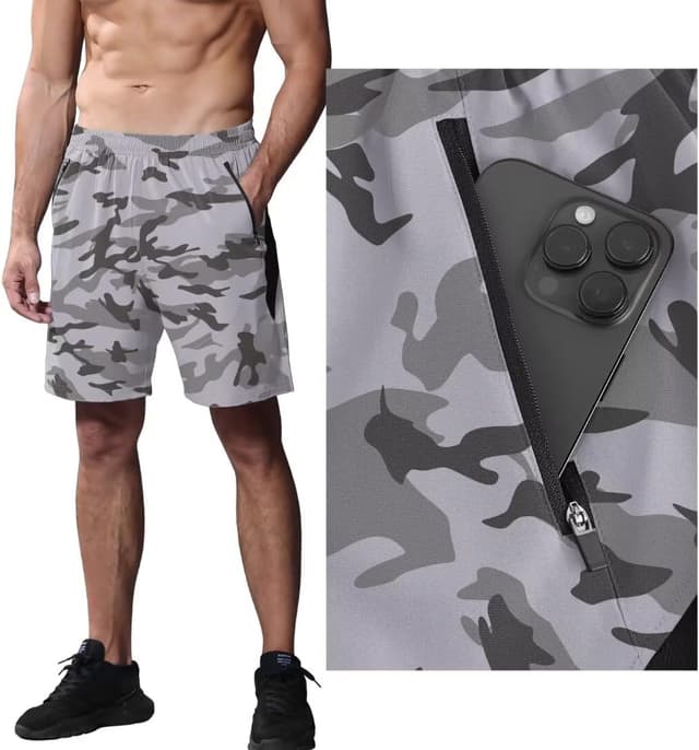 Detalle 2 de Herren Sportshorts Schnell trocknend mit Reißverschluss