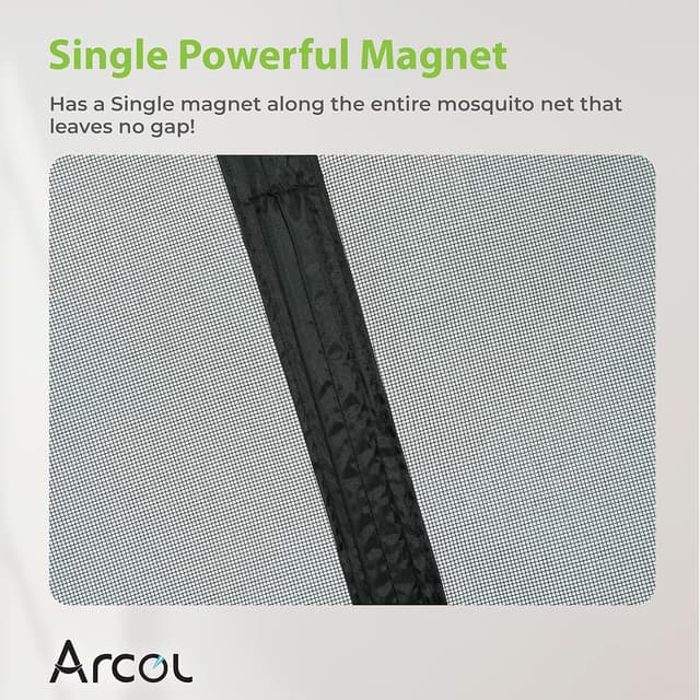 Detalle de Moustiquaire magnétique ARCOL pour porte et porte-fenêtre (ouverture latérale, aimant puissant, 85 x 215 cm, noir)
