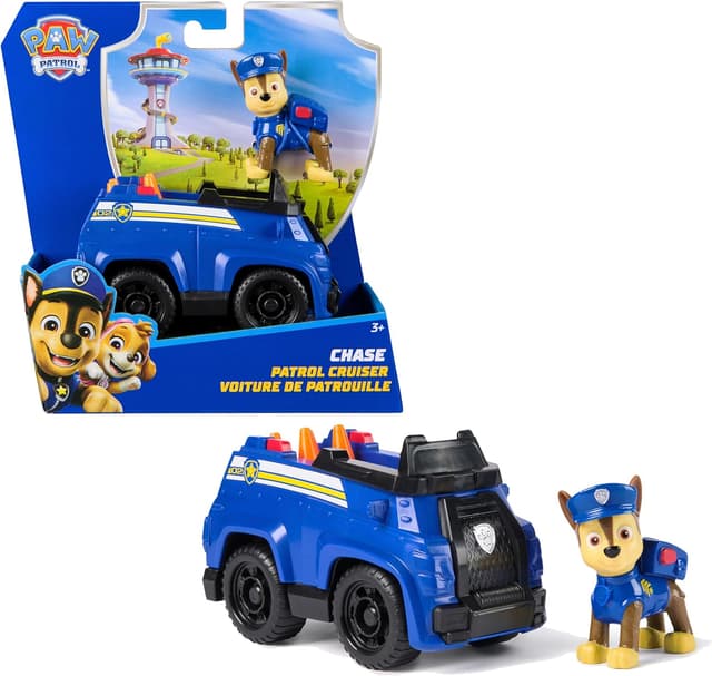 Detalle de Paw Patrol Pat Patrouille – Véhicule figurine Chase (voiture de police) en plastique recyclé