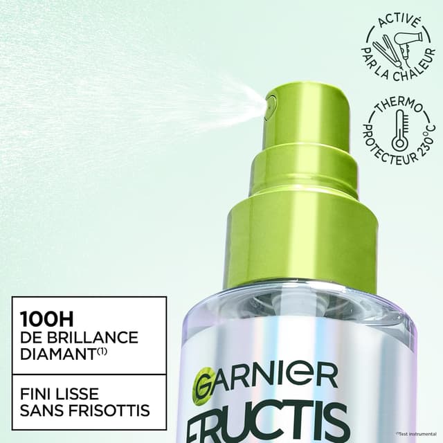 Detalle de Garnier Fructis Diamond Liss – Spray lissant brillance diamant thermo-protecteur, anti-frisottis, 150 ml