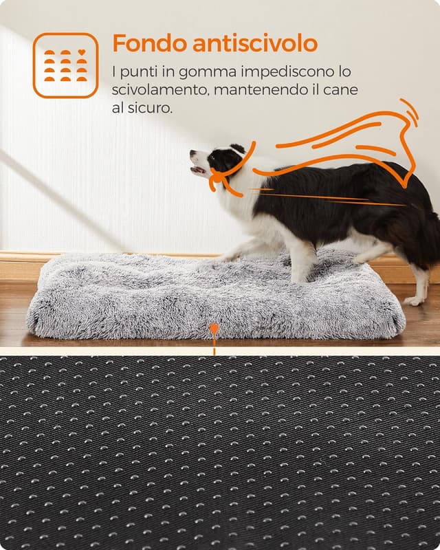 Detalle de Feandrea Cuccia per cani con imbottitura soffice PGW206GA01, tappetino multiuso grigio ombré 105 x 68 cm