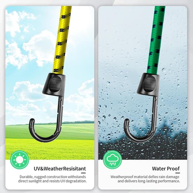 Detalle 2 de Bungee Cords with Hooks – 12-piece heavy duty set for caravan, camping, RVs and outdoor storage