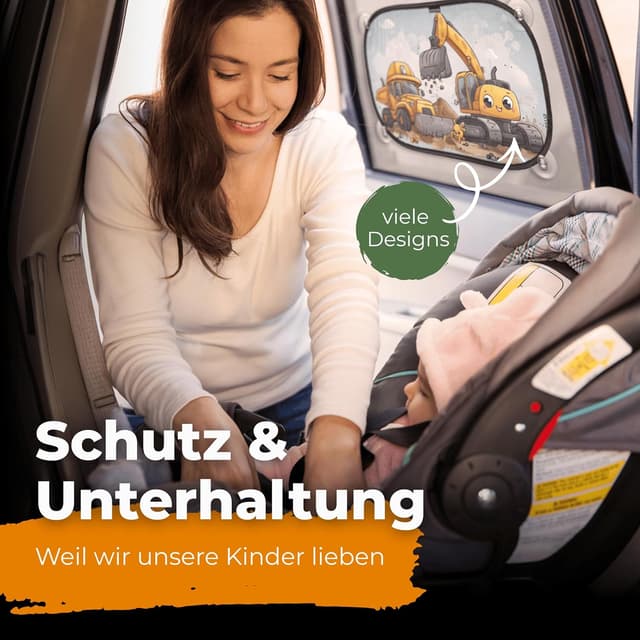 Detalle de CARAMAZ Opti-Dark Sonnenschutz Auto Baby mit UV-Schutz (GSM100+) inkl. Saugnapf, 51x31 cm – 2er-Set