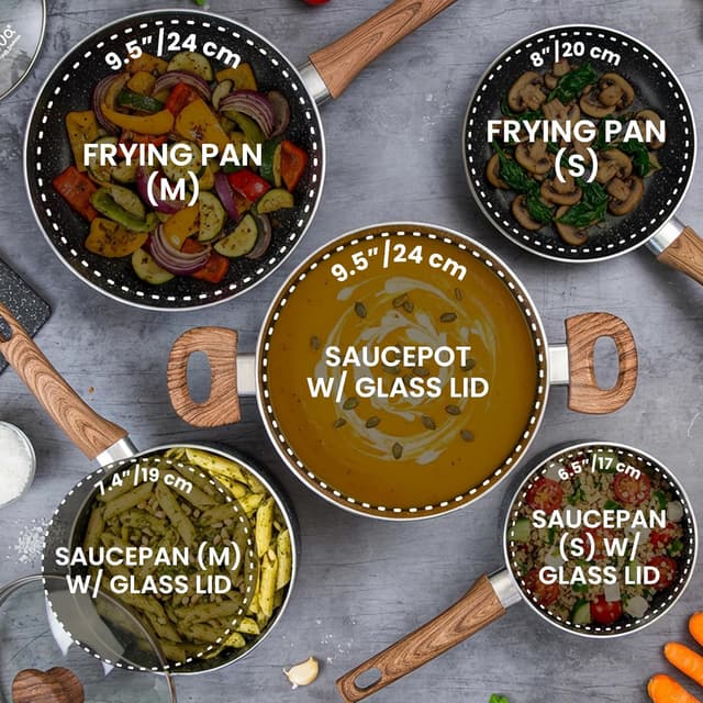 Detalle 2 de Nuovva 8‑piece marble non stick cookware set