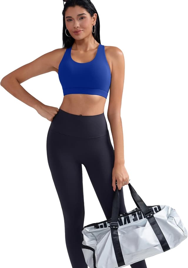 Detalle de RUNNING GIRL Women’s Padded Strappy Sports Bra with Criss-Cross Back and Removable Cups