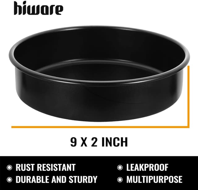 Detalle 2 de HIWARE 9-Inch Round Cakes Pan Set (2 Pans) with 60 Precut Parchment Rounds