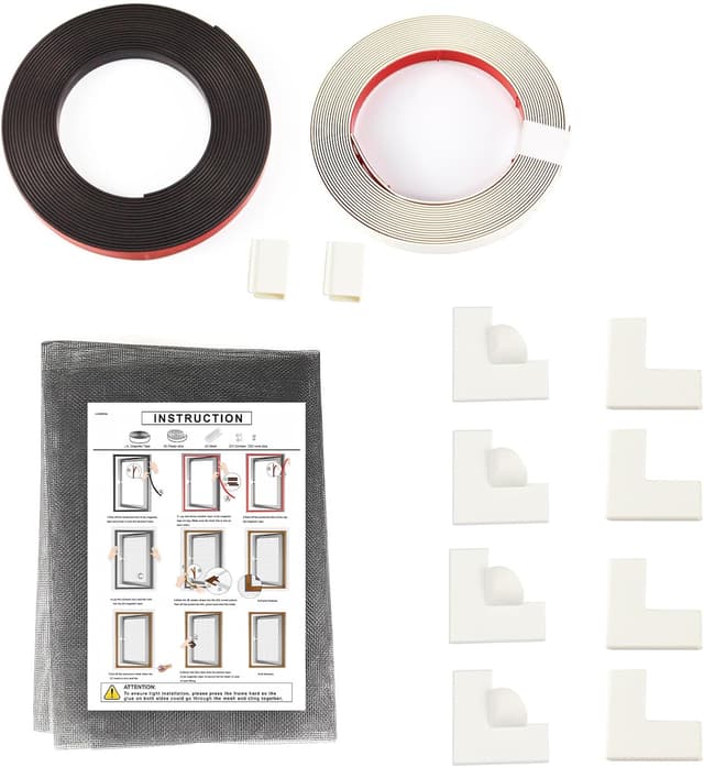 Detalle de NeatiEase Moustiquaire magnétique DIY pour fenêtre, ajustable jusqu’à 100 x 130 cm, sans perçage (cadre blanc, toile grise)