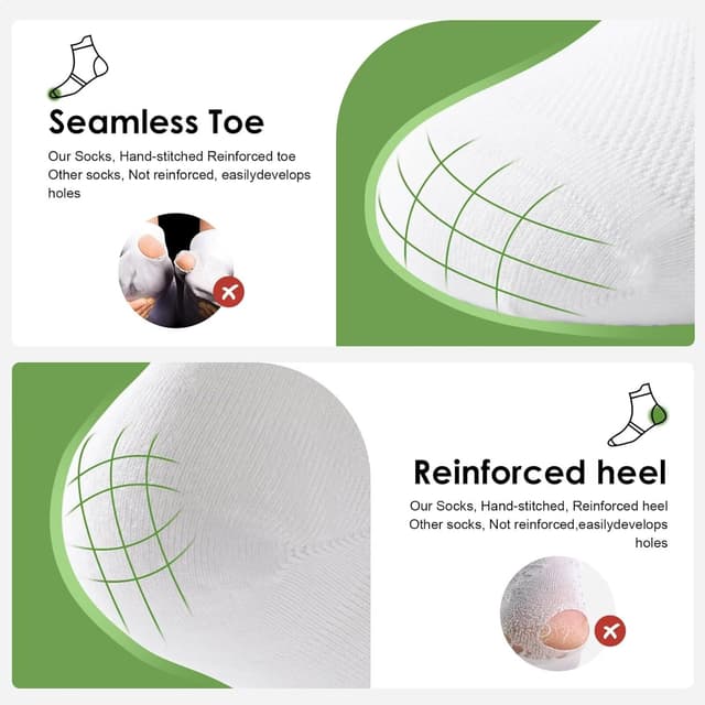 Detalle de FALARY 6 Pairs Bamboo Trainer Socks (Low Cut Ankle) – Moisture-Wicking, Anti-Blister Comfort