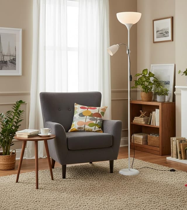 Detalle 2 de BEL AIR HOME Varese Lámpara de Pie Moderna 💡 178cm Blanco