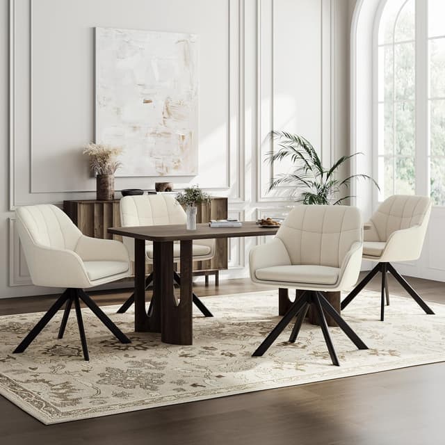 Detalle 2 de Goeurvant Drehstuhl Esszimmer Beige 4er Set