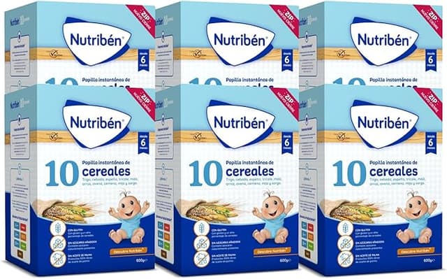 Detalle de Nutribén Papilla 10 Cereales 🍼 Sin Azúcares ni Palma Pack 6