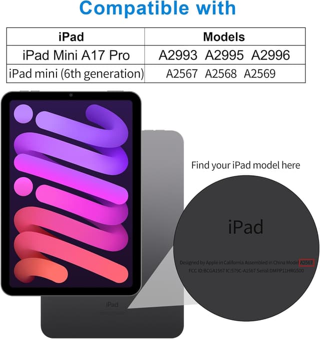 Detalle de 4youquality 2-Pack Tempered Glass Screen Protectors for iPad Mini 6 & iPad Mini (A17 Pro, 7th Gen)
