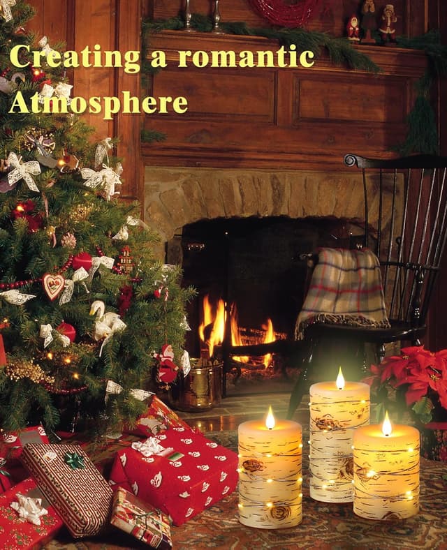 Detalle 2 de Vela LED exterior Abedul con control y llama de baile