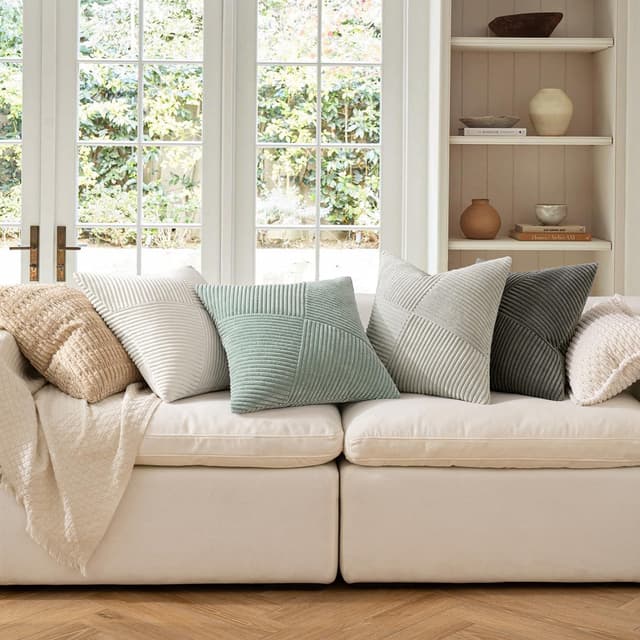 Detalle de MIULEE Fundas de Almohada Decorativas de Pana Gris 50x50 🌙