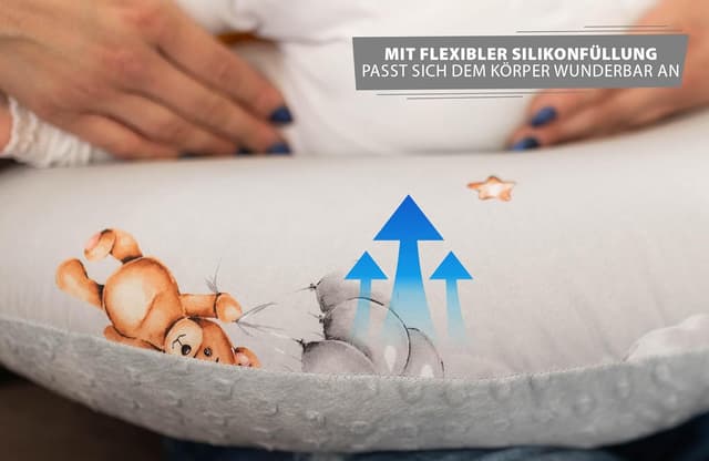 Detalle de Totsy Baby Stillkissen klein Mond Minky (130 cm) – Stillmond & Lagerungskissen für bequeme Stillposition
